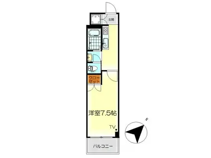 ライジングスクエア(1K/5階)の間取り写真