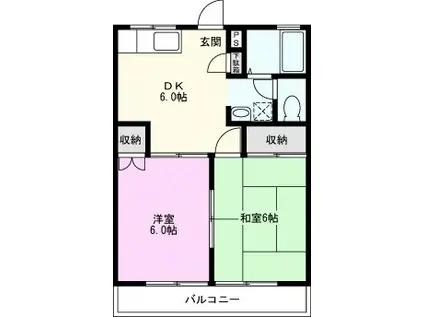 アーヴァンヒルズ1号館(2DK/3階)の間取り写真