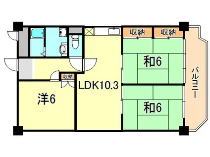 第二コーポ学苑(3LDK/3階)の間取り写真