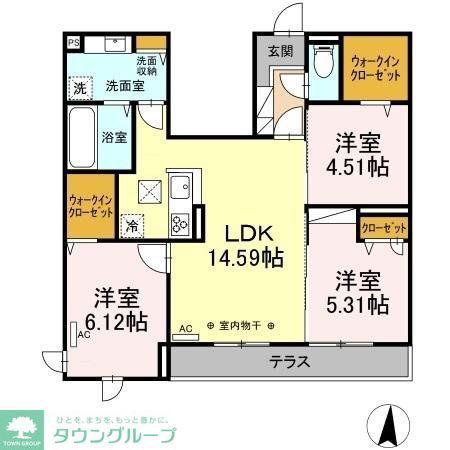 プライム レジデンス(3LDK/1階)の間取り写真