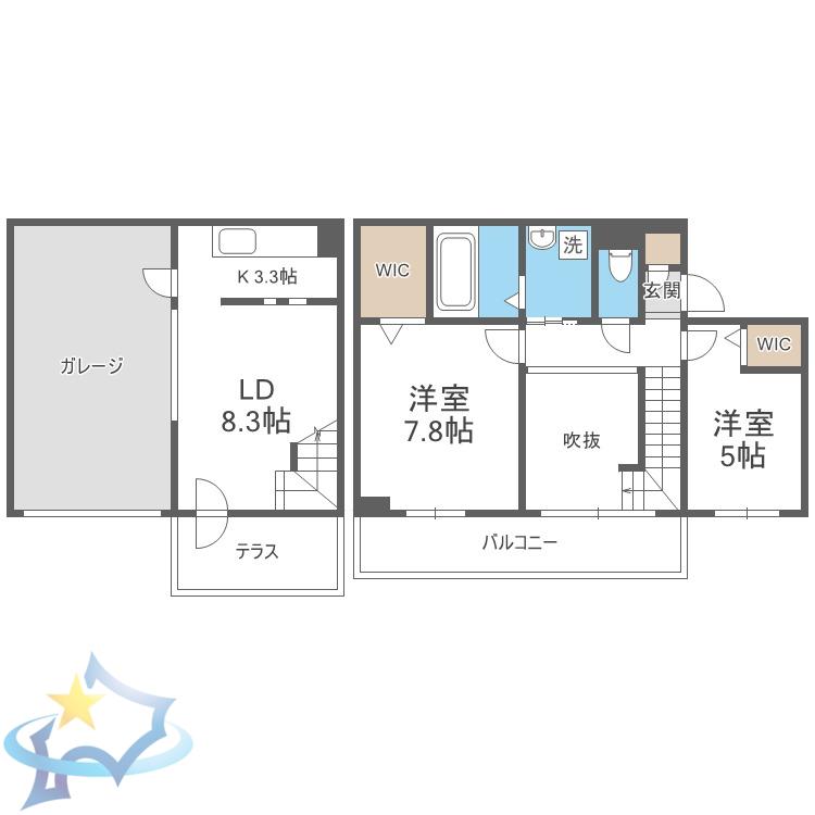 ピオネロ山鼻(2LDK/2階)の間取り写真