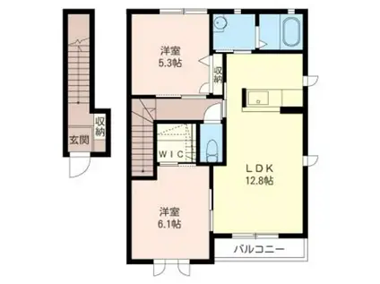 ウェルコートA(2LDK/2階)の間取り写真