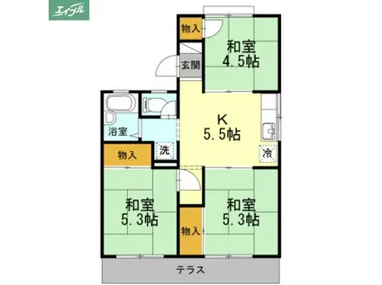 福富パレスB棟(3K/1階)の間取り写真