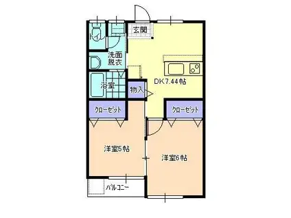 シュール・M(2DK/2階)の間取り写真