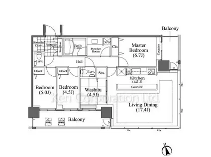 芝浦アイランド ブルームタワー(4LDK/7階)の間取り写真