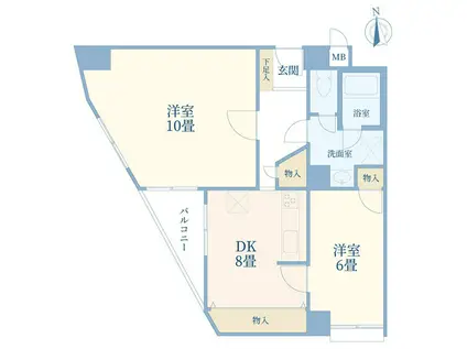 藤和三田コープII(2DK/13階)の間取り写真