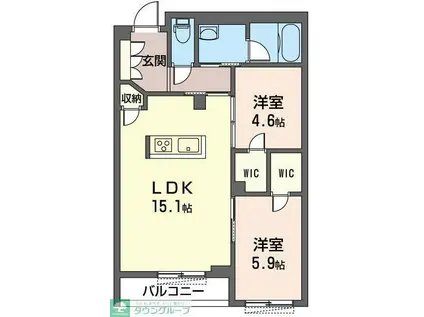 リラフォートタカマツ(2LDK/1階)の間取り写真