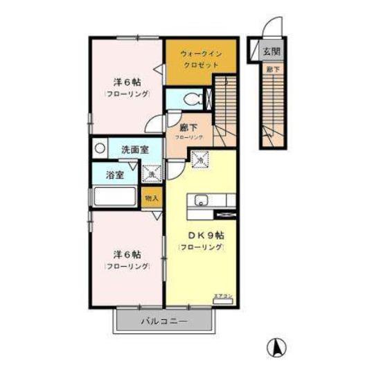 センターヒルズ弐番館(2DK/2階)の間取り写真
