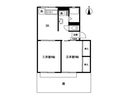 アサヒハイム(2DK/1階)の間取り写真