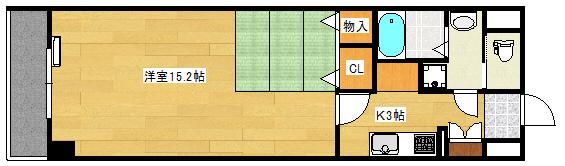 コンポーゼ庚午北(1K/3階)の間取り写真