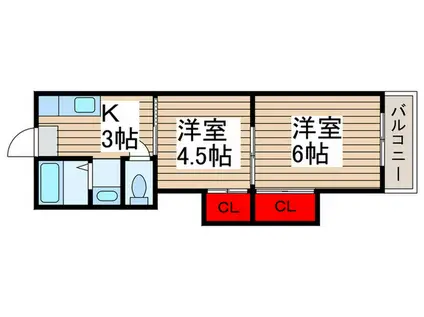 西新井平和荘(2K/1階)の間取り写真