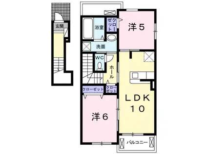 ハイソラーレ I(2LDK/2階)の間取り写真