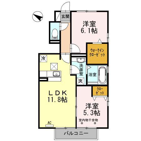 ゴード ルミナス(2LDK/1階)の間取り写真