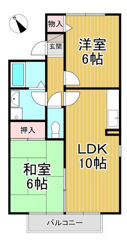 ネオフォレスト昆陽池(2LDK/2階)の間取り写真