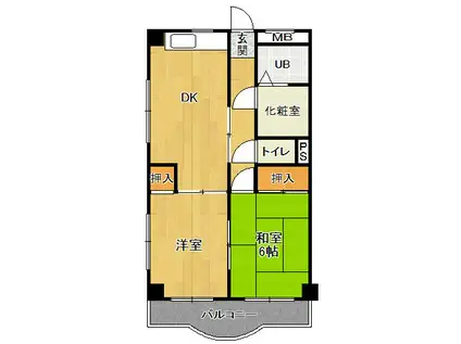 リヒテール中山(2LDK/4階)の間取り写真