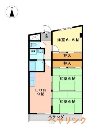 スカイハウスII(3LDK/2階)の間取り写真