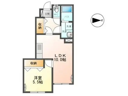 エクセレントプレイスI(1LDK/1階)の間取り写真