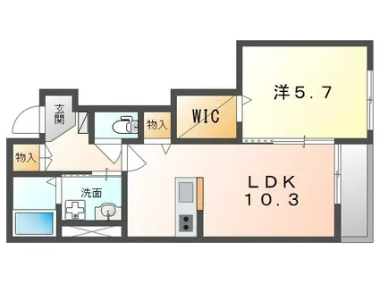 アシエルタ・アジャート(1LDK/1階)の間取り写真