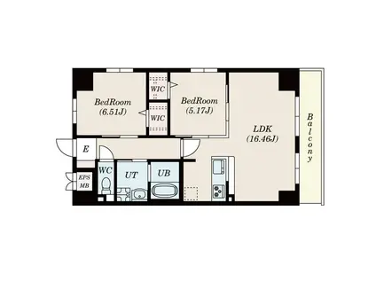 GRAN DUKE高辻(2LDK/3階)の間取り写真