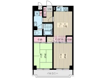 グランドハウス鷺宮(2DK/3階)の間取り写真