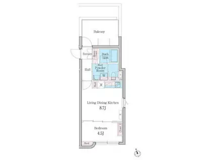 奥沢7丁目M(1LDK/4階)の間取り写真