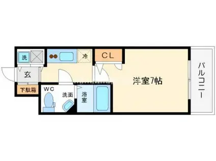 ベルエ難波西(1K/15階)の間取り写真