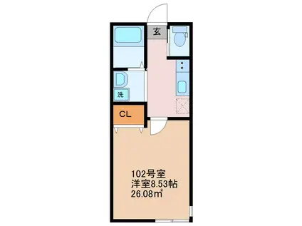 ライズ八千代台(1K/1階)の間取り写真