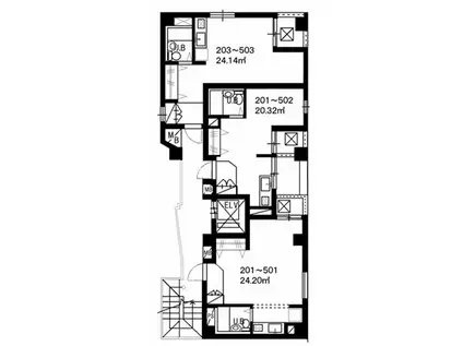 テットロージェダイキB棟(ワンルーム/3階)の間取り写真