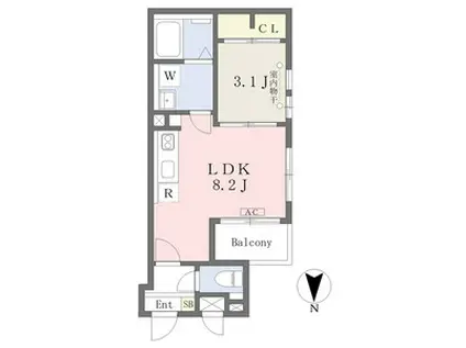 CHERIM中村公園(1LDK/2階)の間取り写真