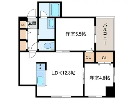 PARTIRE創成イースト パルティーレ創成イースト(2LDK/4階)の間取り写真