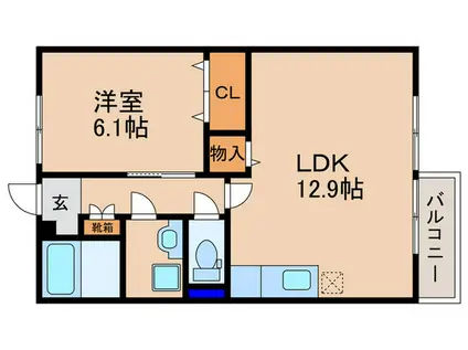 グリーンハイツ カミヤ(1LDK/1階)の間取り写真