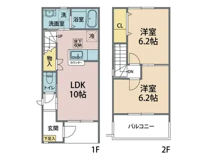 プリーメル B(2LDK/1階)の間取り写真