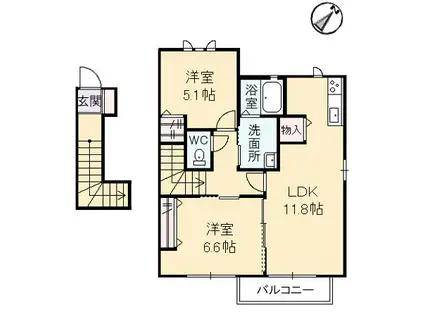 プランドール(2LDK/2階)の間取り写真