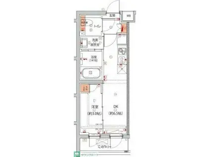 ハーモニーレジデンス中野本町パークサイド(1DK/1階)の間取り写真