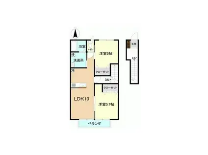 ＪＲ常磐線 植田駅(福島) 徒歩8分 2階建 築10年(2LDK/2階)の間取り写真