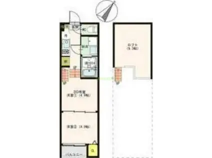 ハーモニーテラス新田VIII(1DK/2階)の間取り写真