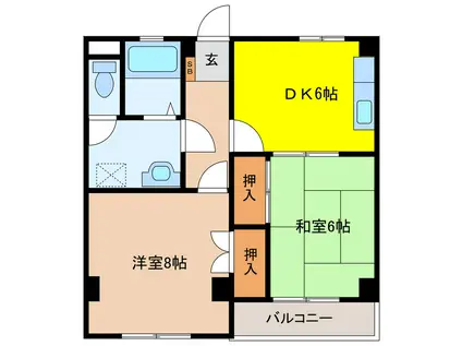 セラビーハウス(2DK/3階)の間取り写真