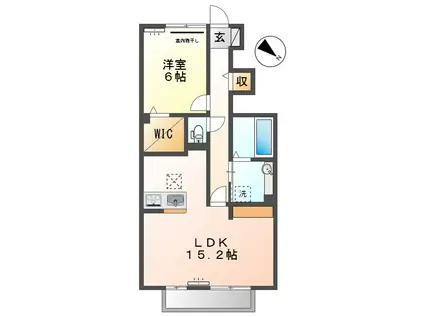 ザルツブルグ中林(1LDK/1階)の間取り写真