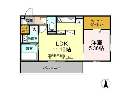 パークハイム上津(1LDK/3階)の間取り写真