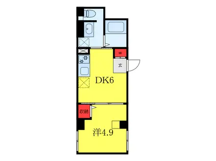 ウィロー板橋本町(1DK/2階)の間取り写真