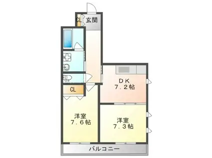 幸暮庵II(2DK/2階)の間取り写真