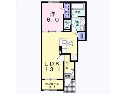 サンフラワー(1LDK/1階)の間取り写真