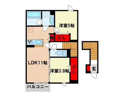 D-ROOM TK(2LDK/2階)の間取り写真