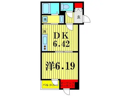 アンベリール北小岩(1DK/3階)の間取り写真