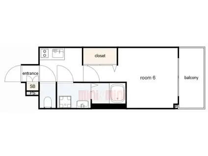 レジュールアッシュ神戸VIVANT(1K/6階)の間取り写真