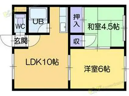 エイムハウス(2LDK/3階)の間取り写真