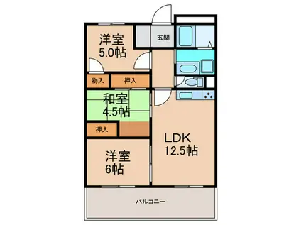 ユニハイム明石(3LDK/6階)の間取り写真