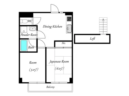 マンションサトウ(2DK/5階)の間取り写真