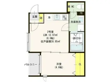 アンバー尾頭橋(1LDK/3階)の間取り写真