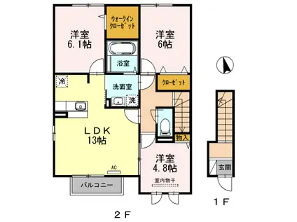 シルビア(3LDK/2階)の間取り写真